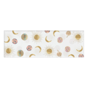 Badge D'identification Gold Sun Moon Planètes Space Illustration blanche