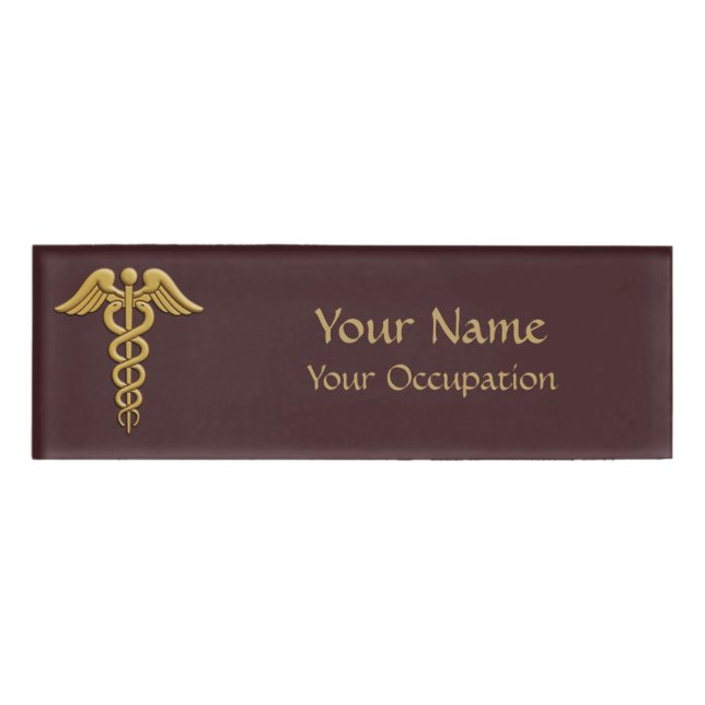 Badge D'identification Golden Double Snake Caduceus (Devant)