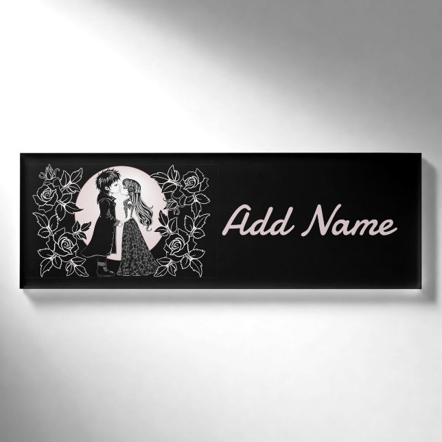 Badge D'identification Gothique Emo Enfants Kiss Valentine's Day (Devant)