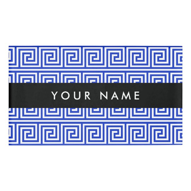 Badge D'identification Grec Meander Key Blue, Votre Nom, Personnaliser (Devant)