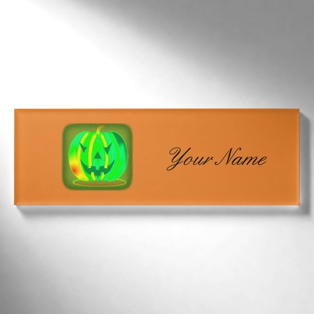 Badge D'identification Green Jack olantern Halloween Thunder_Cove (Devant)