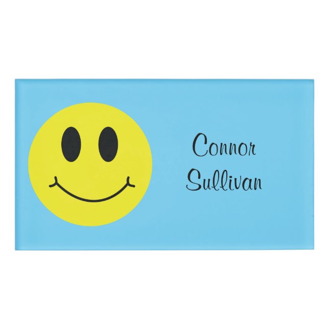 Badge D'identification Grinning Face Classic avec prénom (Devant)