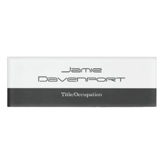 Badge D'identification Gris Blanc Minimal Moderne Gras