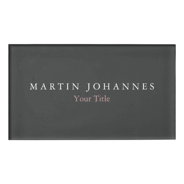 Badge D'identification Gris élégant minimaliste moderne (Devant)