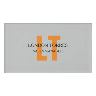Badge D'identification Gris gris monogramme attrayant