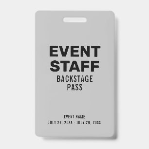 Badge d'identification gris pour le personnel de l