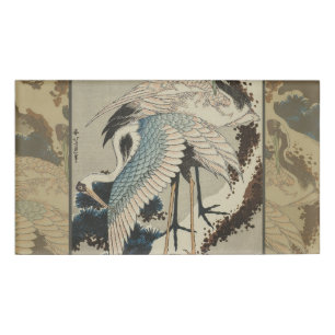 Badge D'identification Grues sur un pin couvert de neige Hokusai