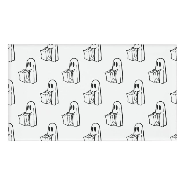 Badge D'identification Halloween, Blancs Fantômes, Tricoter Ou Traiter, B (Devant)