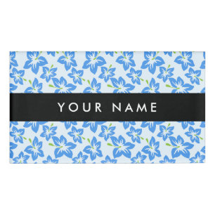 Badge D'identification Hibiscus Bleu, Fleurs Bleues, Votre Nom