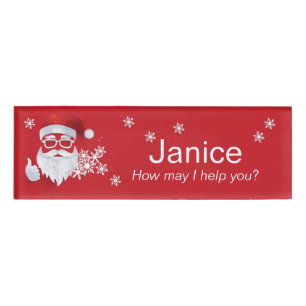 Badge D'identification Hip Santa Claus Papercut sur Red Christmas