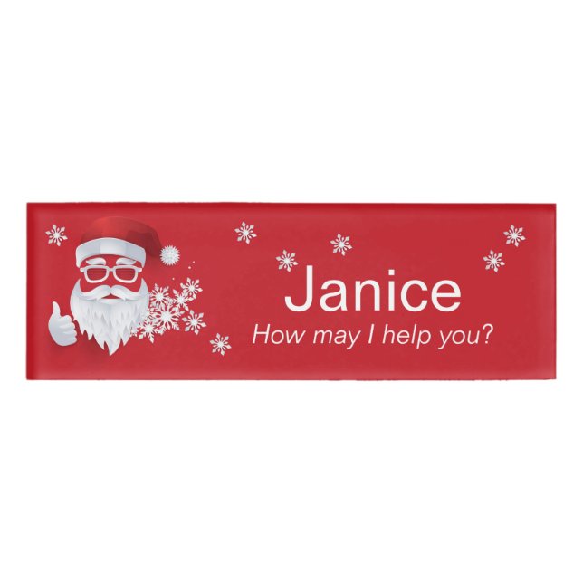 Badge D'identification Hip Santa Claus Papercut sur Red Christmas (Devant)