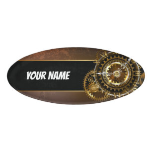 Badge D'identification Horloge Steampunk avec des engrenages anciens