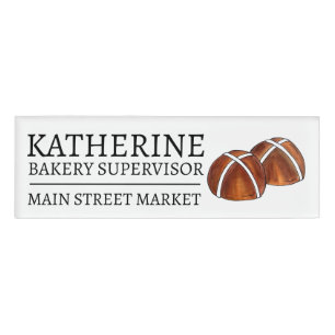 Badge D'identification Hot Cross Bun British Food Bakery Pread Baker Café