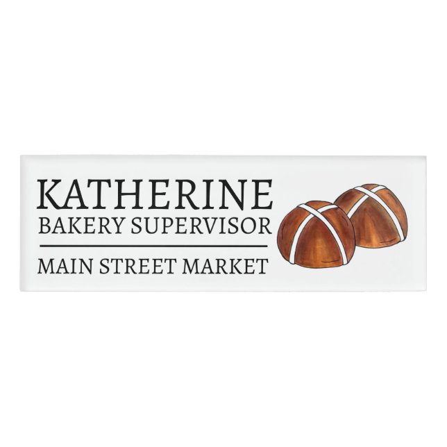 Badge D'identification Hot Cross Bun British Food Bakery Pread Baker Café (Devant)