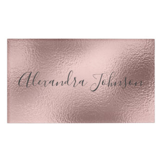 Badge D'identification Huile d'or rose | Blush Pink Foil Moderne