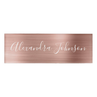 Badge D'identification Huile d'or rose | Blush Pink Foil Moderne