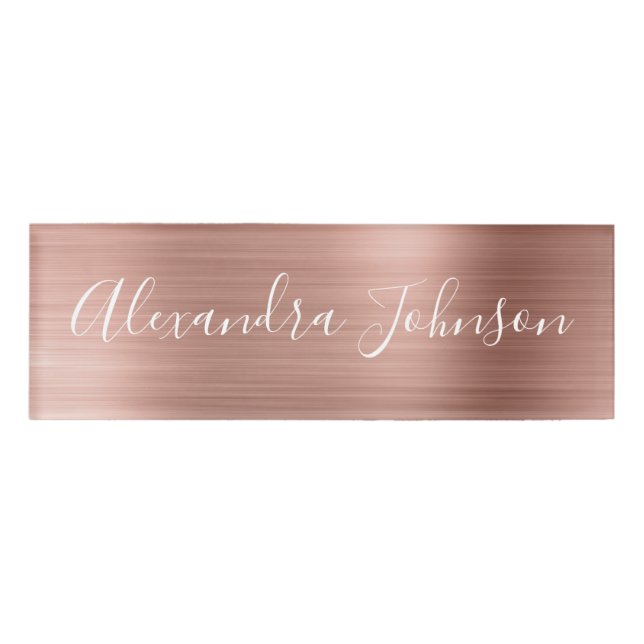 Badge D'identification Huile d'or rose | Blush Pink Foil Moderne (Devant)