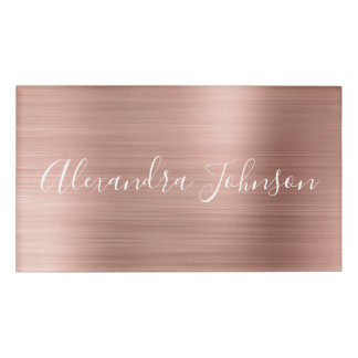 Badge D'identification Huile d'or rose | Blush Pink Foil Moderne