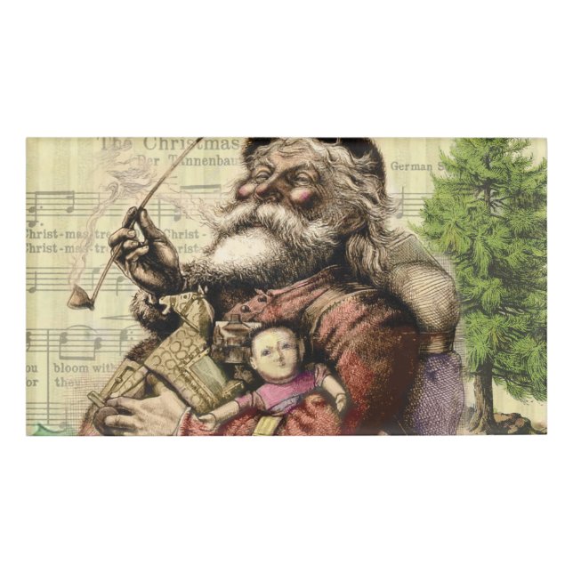 Badge D'identification Illustration classique de Thomas Nast du Père Noël (Devant)