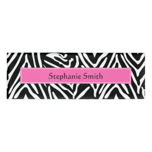 Badge D'identification Impression Zèbre noir, blanc et rose chaud personn