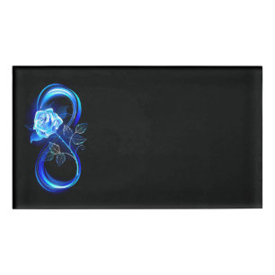 Badge D'identification Infini lumineux avec rose bleue