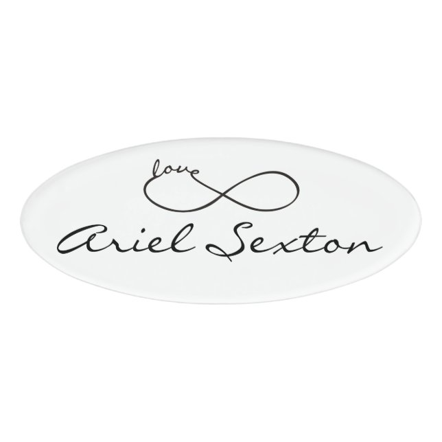 Badge D'identification Infinity Love Lemniscate noir + votre backgr. (Devant)
