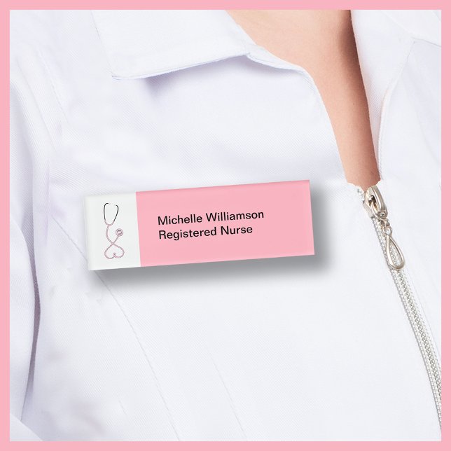 Badge D'identification Infirmière en santé pour femmes Stéthoscope rose (Créateur téléchargé)
