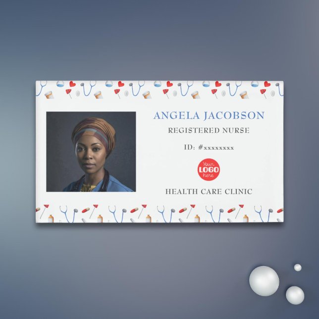 Badge D'identification Infirmière inscrite Motif du logo Santé (Créateur téléchargé)