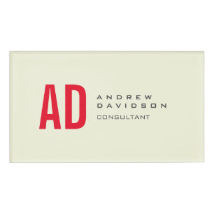 Badge D'identification Initiales minimalistes modernes Monogramme rouge B