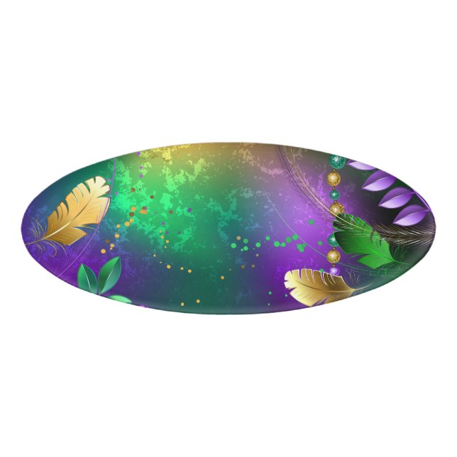 Badge D'identification Iridescente mardi gras arrière - plan avec perles (Devant)
