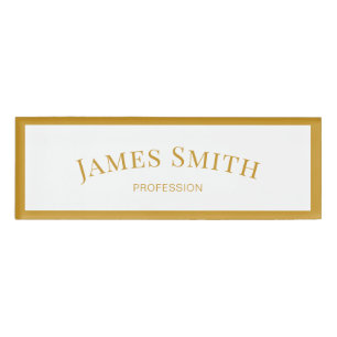 Badge D'identification Jaune Moutarde Chic Minimaliste Professionnel