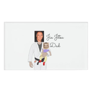 Badge D'identification Jiu Jitsu Papa photos personnalisées et texte manu
