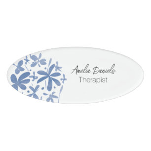 Badge D'identification Joli Fleur sauvage bleu