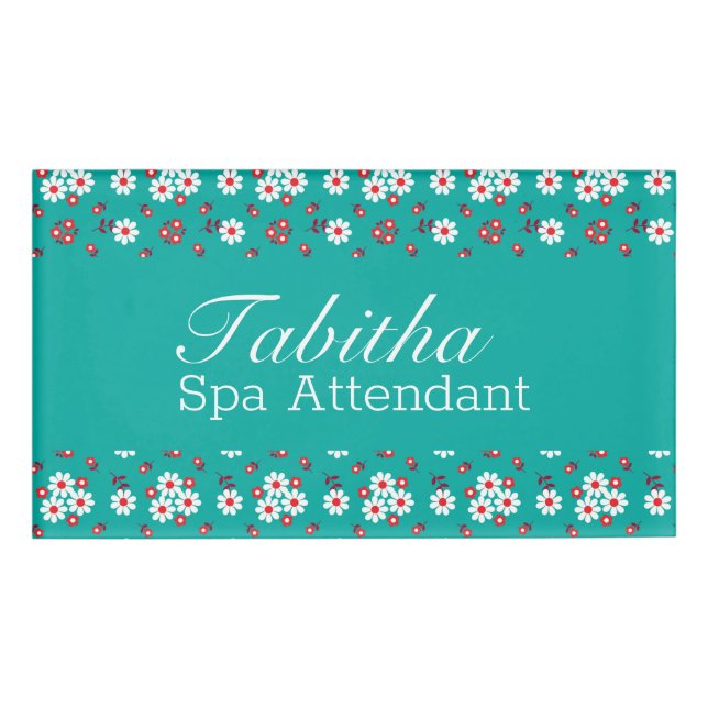 Badge D'identification Joli motif floral sur l'insigne d'Aqua (Devant)