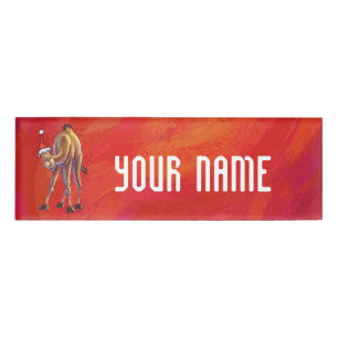 Badge D'identification Joli Noël Camel En Rouge