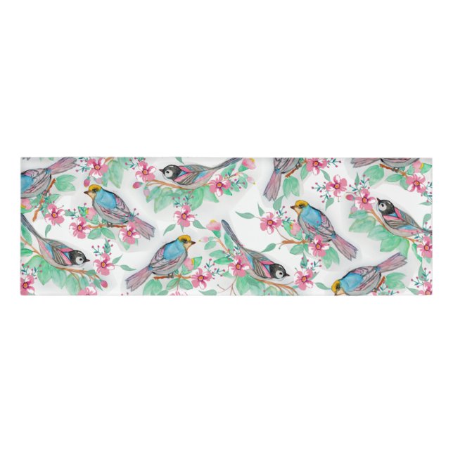 Badge D'identification Jolie aquarelle oiseaux ressort peinture florale (Devant)