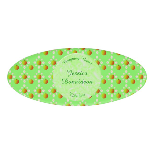 Badge D'identification Jolie fleur de pomme printanière et pomme à motifs (Devant)