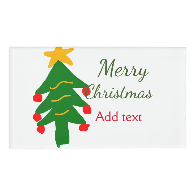 Badge D'identification Joyeux Noël rouge vert Noël ajouter le nom (Devant)