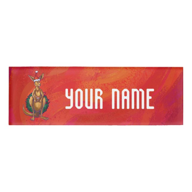 Badge D'identification Kangaroo Xmas En Rouge (Devant)