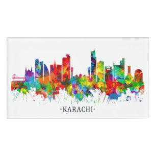 Badge D'identification Karachi Pakistan Skyline
