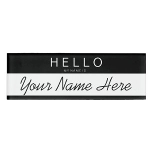 Badge D'identification La rayure noire et blanche "bonjour mon nom est…