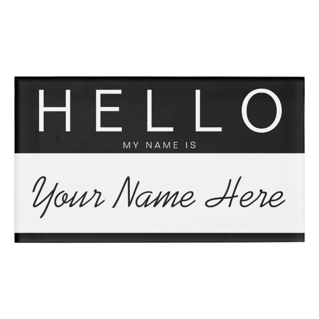 Badge D'identification La rayure noire et blanche "bonjour mon nom est…" (Devant)