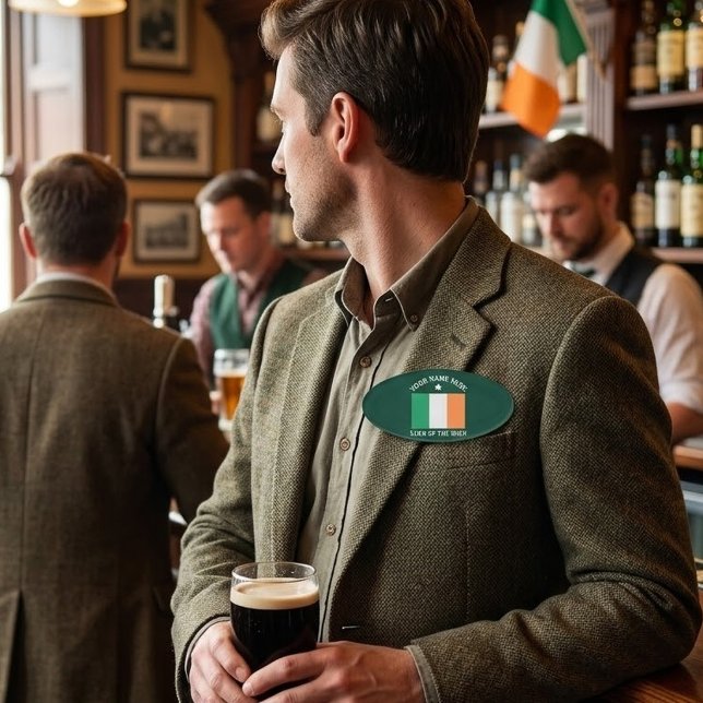 Badge D'identification La Saint-Patrick Drapeau Irlande Nom Personnalisé  (Créateur téléchargé)