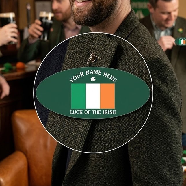Badge D'identification La Saint-Patrick Drapeau Irlande Nom Personnalisé  (Créateur téléchargé)