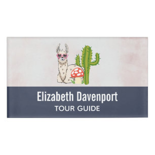 Badge D'identification Lama cool en Lunettes de soleil en forme de coeur