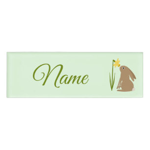 Badge D'identification Lapin de Pâques lapin et fleur de jonquille Person