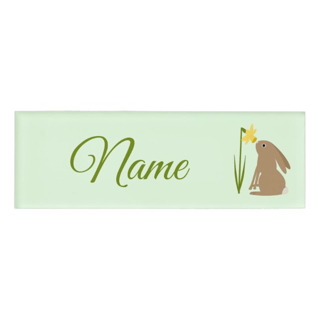 Badge D'identification Lapin de Pâques lapin et fleur de jonquille Person (Devant)