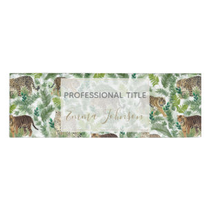 Badge D'identification Léopards modernes Tigres Jungle Plantes
