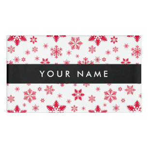 Badge D'identification Les flocons rouges, Votre nom, Personnalisez