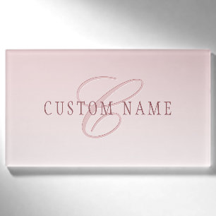 Badge D'identification Lettre élégante & monogramme Rose ombré
